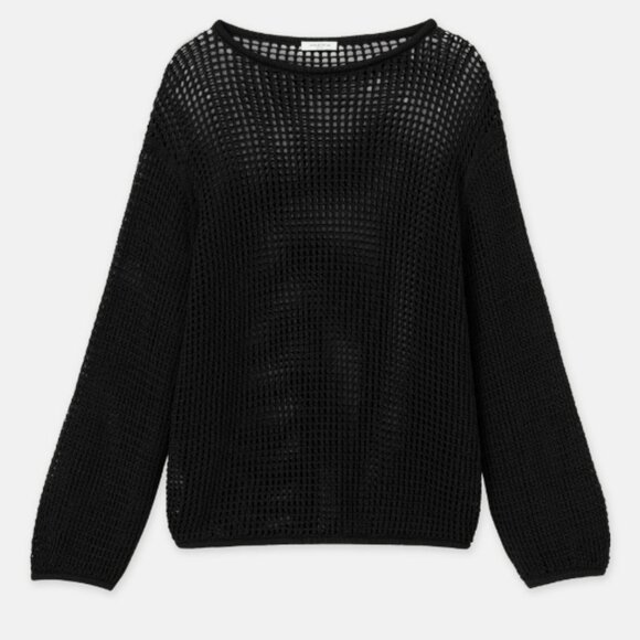 Lafayette 148 New York Organic Cotton Block Mesh Stitch Sweater Black Size S NWT - Picture 1 of 6